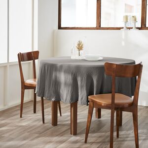L'Effet Papillon - Nappe ronde gaze de coton unie Gaïa anthracite D.180 cm - Publicité L'Effet Papillon - Nappe ronde gaze de coton unie Gaïa anthracite D.180 cm - Publicité