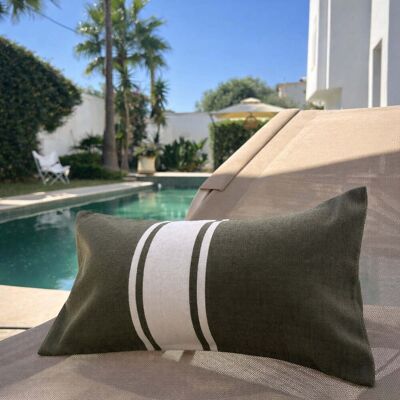 Febronie - Coussin de plage en coton St Tropez vert kaki - 39x25 cm 39x25 cm - Publicité Febronie - Coussin de plage en coton St Tropez vert kaki - 39x25 cm 39x25 cm - Publicité