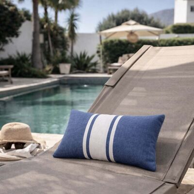 Febronie - Coussin de plage en coton St Tropez bleu jean - 39x25 cm 39x25 cm - Publicité Febronie - Coussin de plage en coton St Tropez bleu jean - 39x25 cm 39x25 cm - Publicité
