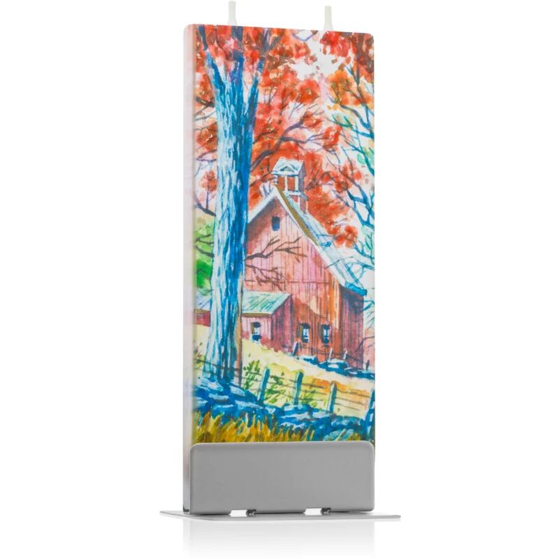 Flatyz Holiday Fall Landscape with House and Tree bougie décorative 6x15 cm