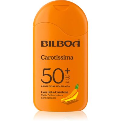 Bilboa Carotissima Crema lait solaire au bêta-carotène SPF 50+ 200 ml - Publicité Bilboa Carotissima Crema lait solaire au bêta-carotène SPF 50+ 200 ml - Publicité