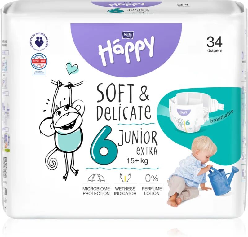 Bella Baby Happy Soft&Delicate; Size 6 Junior Extra couches jetables 15+ kg 34 pcs