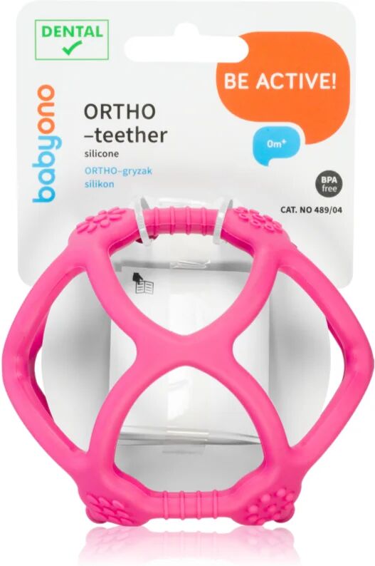 BabyOno Be Active Ortho Teether jouet de dentition pour bébé Pink 1 pcs