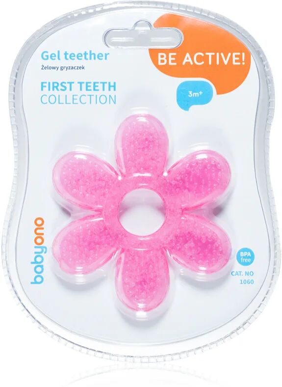 BabyOno Be Active Gel Teether jouet de dentition Flower Pink 1 pcs