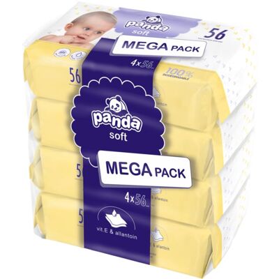 Lingettes humides pour bébés Bella Baby Happy Panda - 4x56 pcs - Publicité Lingettes humides pour bébés Bella Baby Happy Panda - 4x56 pcs - Publicité
