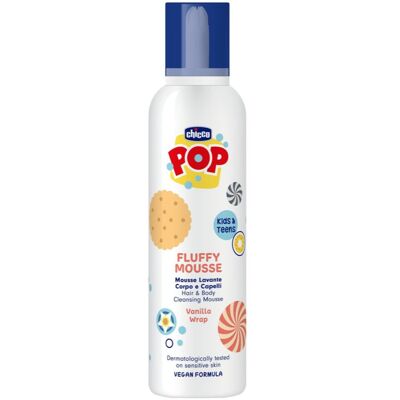 Chicco POP Fluffy Mousse Hair and Body mousse corps et cheveux Vanilla wrap 200 ml - Publicité Chicco POP Fluffy Mousse Hair and Body mousse corps et cheveux Vanilla wrap 200 ml - Publicité