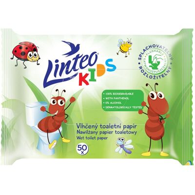 Linteo Kids Papier Toilette Humide - 50 Lingettes pour Enfants - Publicité Linteo Kids Papier Toilette Humide - 50 Lingettes pour Enfants - Publicité