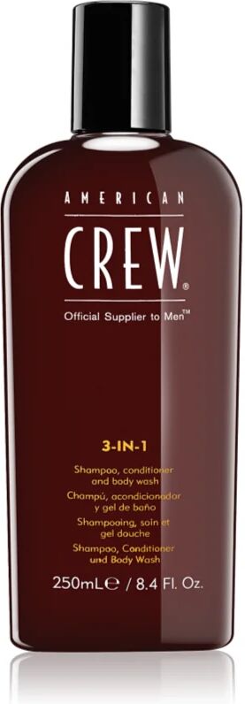 American Crew Hair & Body 3-IN-1 shampoing, après-shampoing et gel douche 3 en 1 pour homme 250 ml