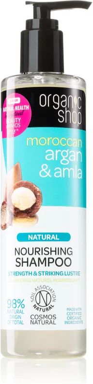 Organic Shop Natural Moroccan Argan & Amla shampoing nourrissant pour cheveux abîmés et colorés 280 ml