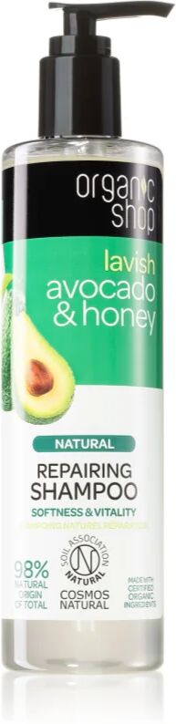 Organic Shop Natural Avocado & Honey shampoing régénérant pour cheveux secs et abîmés 280 ml