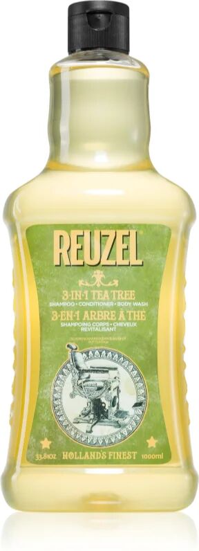 Reuzel Tea Tree 3 en 1 : shampoing, après-shampoing et gel douche pour homme 1000 ml