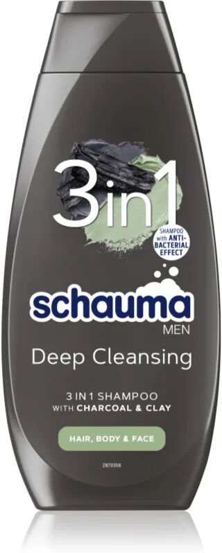 Schwarzkopf Schauma MEN shampoing au charbon actif visage, corps et cheveux 400 ml