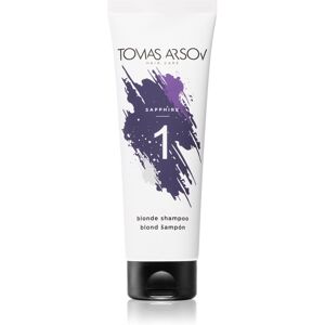 Tomas Arsov Sapphire Blonde Shampoo shampoing neutralisant les reflets jaunes pour les cheveux blonds froids ayant subi une décoloration ou un balayage 250 ml - Publicité Tomas Arsov Sapphire Blonde Shampoo shampoing neutralisant les reflets jaunes pour les cheveux blonds froids ayant subi une décoloration ou un balayage 250 ml - Publicité