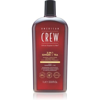 American Crew Gingembre + Thé 3-en-1 Shampooing, Après-shampoing et Gel de Douche - Hommes - Publicité American Crew Gingembre + Thé 3-en-1 Shampooing, Après-shampoing et Gel de Douche - Hommes - Publicité