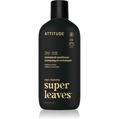 Attitude Super Leaves Men's Shampoo and Conditioner 2-in-1 shampoing et après-shampoing 2 en 1 pour homme Amber & Citrus 415 ml - Publicité Attitude Super Leaves Men's Shampoo and Conditioner 2-in-1 shampoing et après-shampoing 2 en 1 pour homme Amber & Citrus 415 ml - Publicité