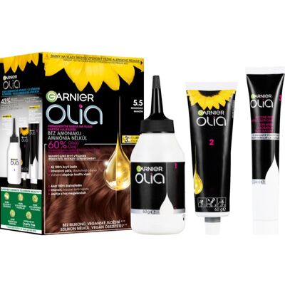 Garnier Olia Big Kit coloration cheveux permanente teinte 5.5. Mahogany Brown 1 pcs - Publicité Garnier Olia Big Kit coloration cheveux permanente teinte 5.5. Mahogany Brown 1 pcs - Publicité