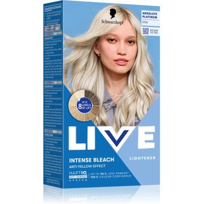 Éclaircisseur Schwarzkopf Live Intense - Platine - Qualité salon - Publicité Éclaircisseur Schwarzkopf Live Intense - Platine - Qualité salon - Publicité