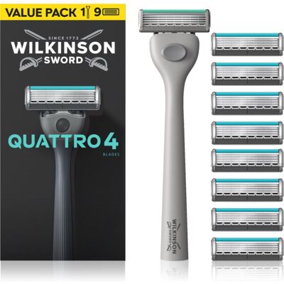 Wilkinson Sword Quattro rasoir + lames de rechange 8 pièces - Publicité Wilkinson Sword Quattro rasoir + lames de rechange 8 pièces - Publicité