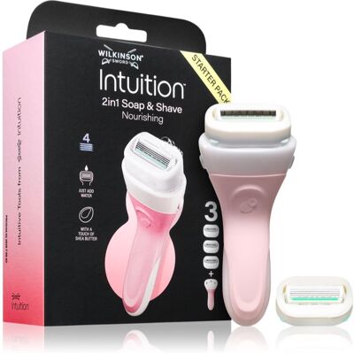 Wilkinson Sword Intuition 2in1 Soap & Shave Nourishing rasoir + tête de rechange - Publicité Wilkinson Sword Intuition 2in1 Soap & Shave Nourishing rasoir + tête de rechange - Publicité
