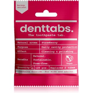 Denttabs Brush Teeth Tablets Kids with Fluoride dentifrice au fluorure en comprimés pour enfant Strawberry 125 p.