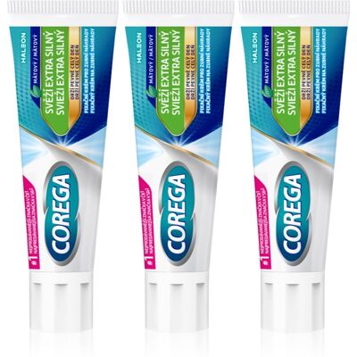 Corega Fresh Extra Strong Trio - Crème fixante pour prothèses - Publicité Corega Fresh Extra Strong Trio - Crème fixante pour prothèses - Publicité