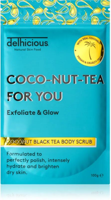 delhicious COCO-NUT-TEA FOR YOU COCONUT BLACK TEA gommage hydratant corps pour peaux sèches et sensibles 100 g