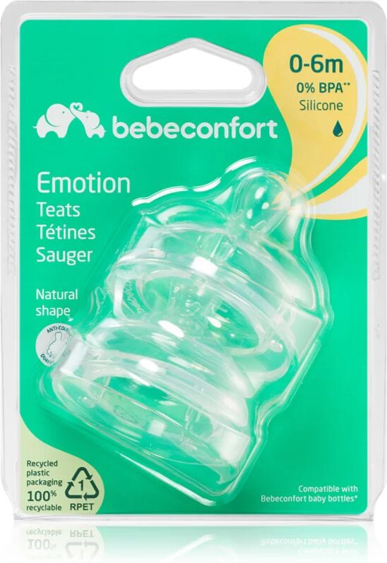 Bebeconfort Emotion Slow Flow tétine de biberon 0-6 m 2 pcs