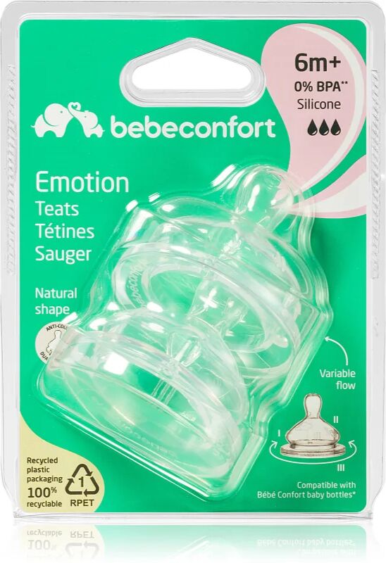 Bebeconfort Emotion Medium to Rapid Flow tétine de biberon 6 m+ 2 pcs