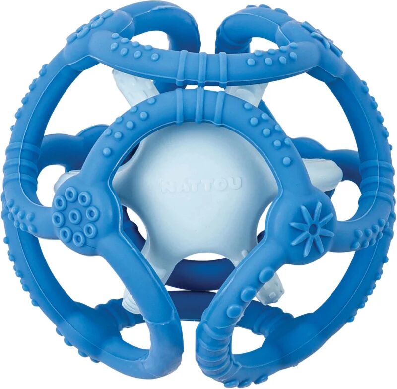 NATTOU Teether Silicone Ball 2 in 1 jouet de dentition Blue 4 m+ 2 pcs