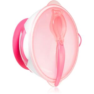 BabyOno Be Active Suction Bowl with Spoon service de table pour enfant Pink 6 m+ 2 pcs