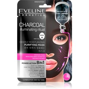 Eveline Cosmetics Charcoal Illuminating Ritual masque en tissu ultra hydratant et purifiant