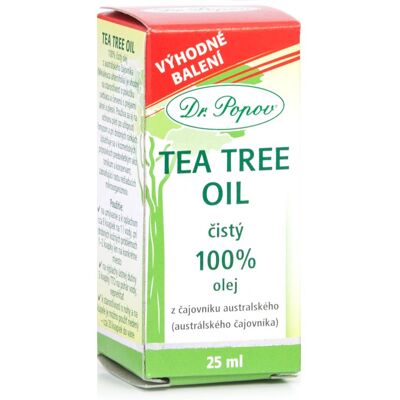 Huile d'arbre à thé Dr. Popov 100% - Antiseptique, Naturel, 25ml - Publicité Huile d'arbre à thé Dr. Popov 100% - Antiseptique, Naturel, 25ml - Publicité
