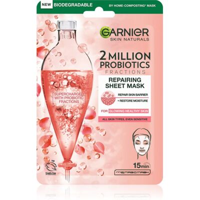 Garnier Modèle 2 Million Probiotics Masque Visage Réparateur - Masque Tissu - Publicité Garnier Modèle 2 Million Probiotics Masque Visage Réparateur - Masque Tissu - Publicité