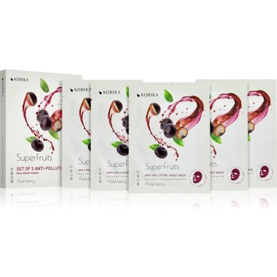 KORIKA SuperFruits Acai Berry - Ensemble de 5 Masques Visage Anti-pollution - Publicité KORIKA SuperFruits Acai Berry - Ensemble de 5 Masques Visage Anti-pollution - Publicité
