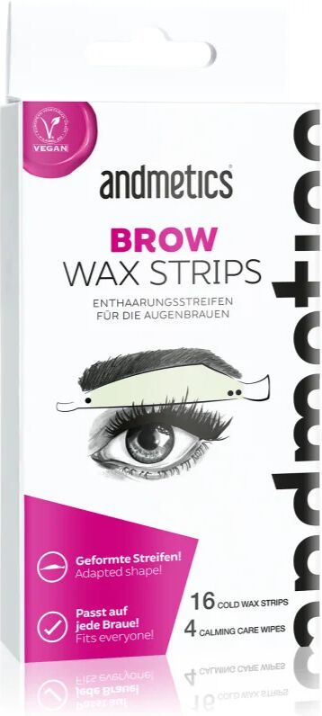 andmetics Wax Strips Brow bandes de cire pour épilation sourcils 16 pcs