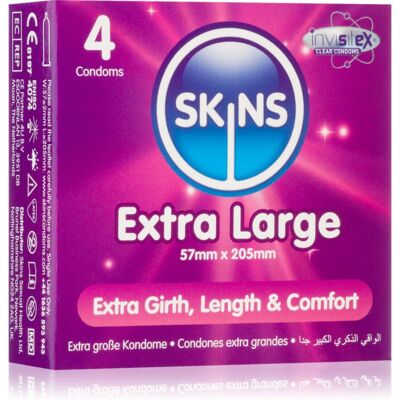Préservatifs Skins Extra Large Vanille - 4 pcs - Type de préservatif - Publicité Préservatifs Skins Extra Large Vanille - 4 pcs - Type de préservatif - Publicité