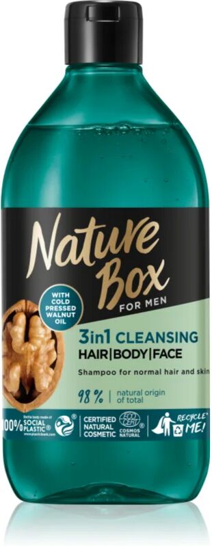 Nature Box Walnut gel de douche nettoyant visage, corps et cheveux pour homme 385 ml