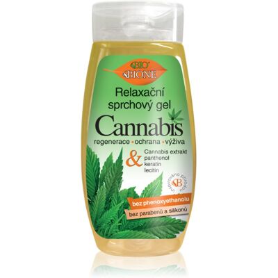 Bione Cosmetics Gel douche apaisant au cannabis - Gel douche - Publicité Bione Cosmetics Gel douche apaisant au cannabis - Gel douche - Publicité