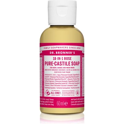 Dr. Bronner’s Rose savon liquide universel 60 ml - Publicité Dr. Bronner’s Rose savon liquide universel 60 ml - Publicité
