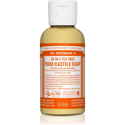 Dr. Bronner’s Tea Tree savon liquide universel 60 ml - Publicité Dr. Bronner’s Tea Tree savon liquide universel 60 ml - Publicité
