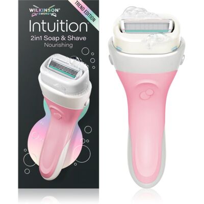 Wilkinson Sword Intuition 2in1 Soap & Shave Nourishing rasoir féminin - Publicité Wilkinson Sword Intuition 2in1 Soap & Shave Nourishing rasoir féminin - Publicité