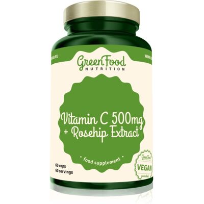 GreenFood Nutrition Vitamin C 500 mg + Rosehip Extract capsules pour soutenir le système immunitaire, prendre soin de la peau et des ongles 92 g - Publicité GreenFood Nutrition Vitamin C 500 mg + Rosehip Extract capsules pour soutenir le système immunitaire, prendre soin de la peau et des ongles 92 g - Publicité