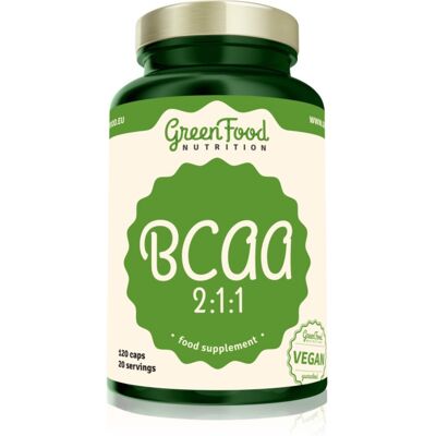 GreenFood BCAA 120 capsules - Acides aminés essentiels pour la croissance musculaire - Publicité GreenFood BCAA 120 capsules - Acides aminés essentiels pour la croissance musculaire - Publicité
