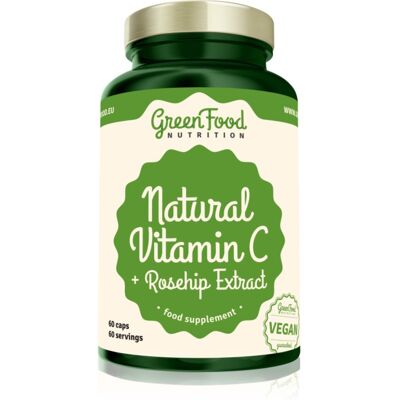GreenFood Nutrition Natural Vitamin C + Rosehip Extract capsules pour soutenir le système immunitaire, prendre soin de la peau et des ongles 60 cps - Publicité GreenFood Nutrition Natural Vitamin C + Rosehip Extract capsules pour soutenir le système immunitaire, prendre soin de la peau et des ongles 60 cps - Publicité