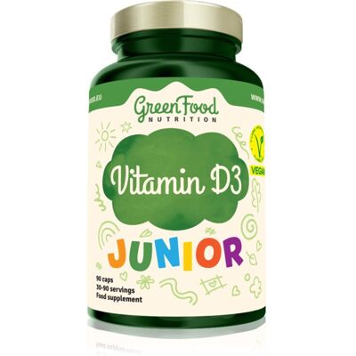 GreenFood Nutrition Junior Vitamin D3 vitamines pour favoriser l’immunité, mais aussi la croissance et le développement optimal des os 45.9 g - Publicité GreenFood Nutrition Junior Vitamin D3 vitamines pour favoriser l’immunité, mais aussi la croissance et le développement optimal des os 45.9 g - Publicité