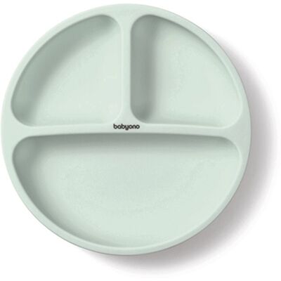 BabyOno Siilicone Plate 6m+ assiette à compartiments avec ventouse Sage 1 pcs - Publicité BabyOno Siilicone Plate 6m+ assiette à compartiments avec ventouse Sage 1 pcs - Publicité