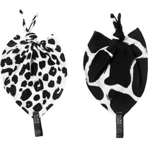 KLRK Home Wild B&W; Leopard&Giraffe; doudou plat muni d’un nœud 26x26 cm 2 pcs