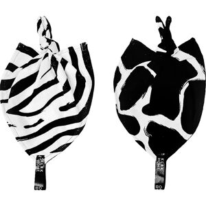 KLRK Home Wild B&W; Zebra&Giraffe; doudou plat muni d’un nœud 26x26 cm 2 pcs