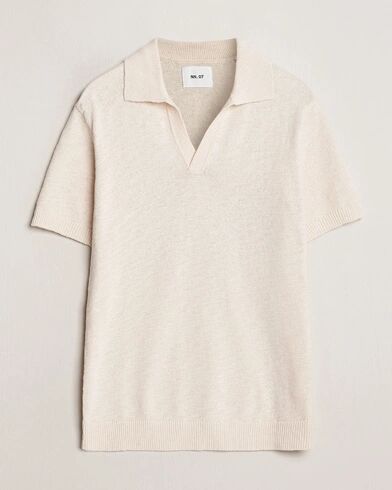 NN07 Ryan Open Collar Knitted Polo Off White