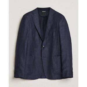 Zegna Unconstructed Linen Blend Blazer Navy